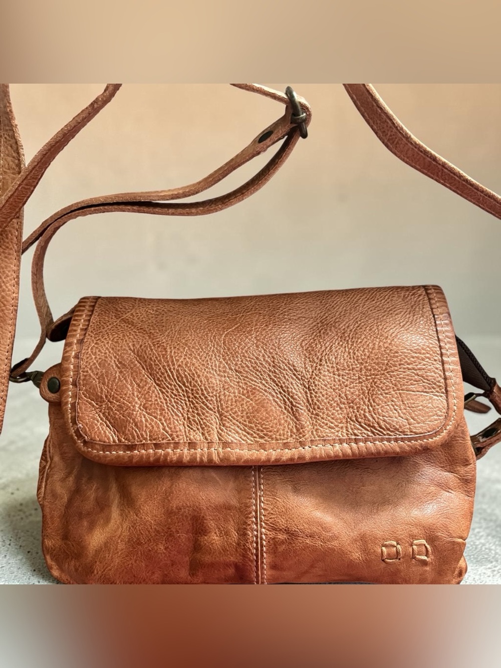 BED|STU Distressed Brown Leather Ziggy Crossbody Bag NWOT